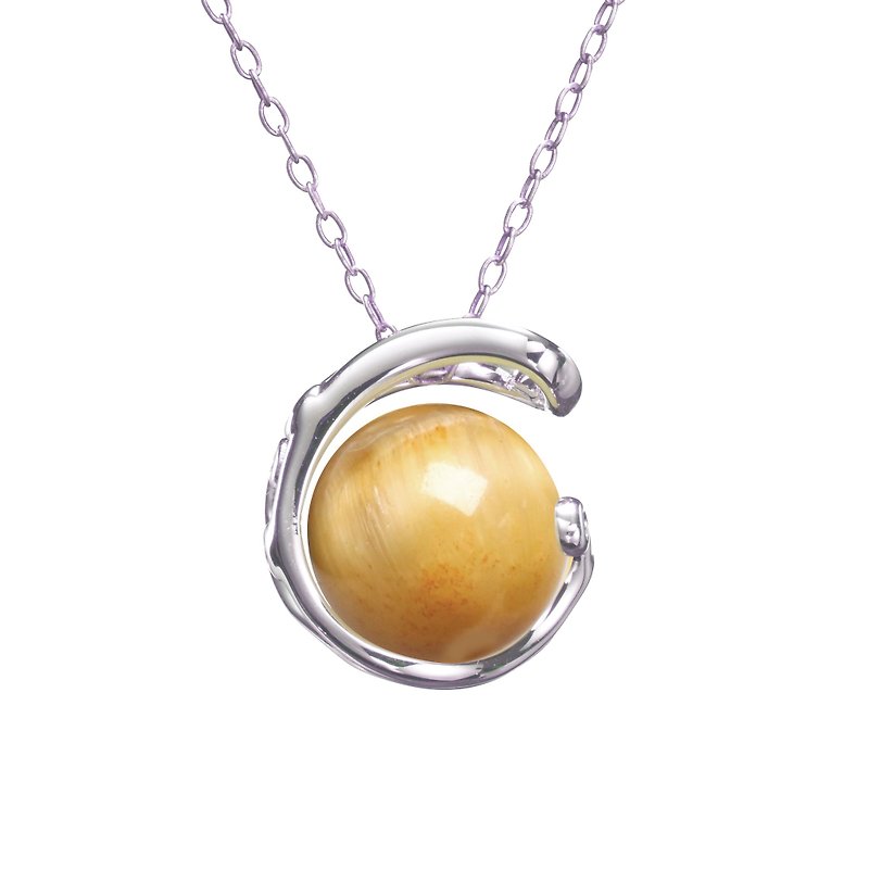 Cat' eye Sterling Silver Necklace, Birthstone Jewelry, khaki color Gemstone - Collar Necklaces - Semi-Precious Stones Khaki