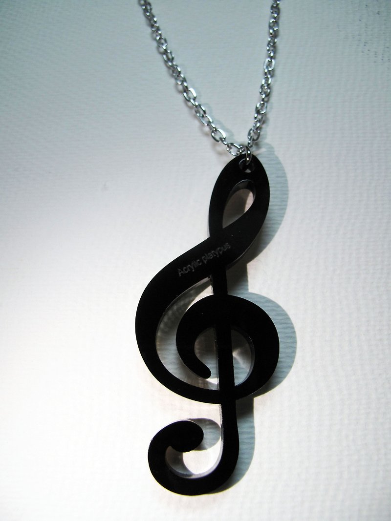 Lectra Duck ▲ Musical note (high note mark) ▲ Necklace / key ring - Necklaces - Acrylic Black