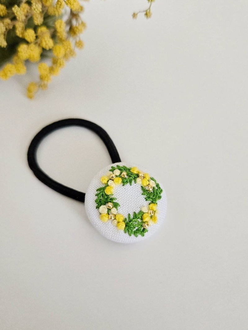Acacia embroidered hair tie - Hair Accessories - Other Materials Yellow