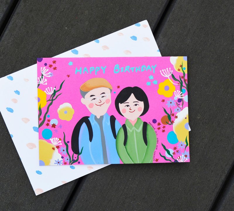 Cute and sweet style customized couple portrait-2 people birthday/lover/bride/father's day/memorial - ภาพวาดบุคคล - กระดาษ สึชมพู