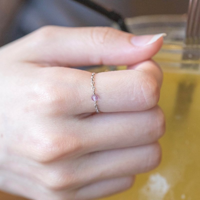 Amethyst 925 Sterling Silver Fruit Chain Ring - แหวนทั่วไป - เครื่องเพชรพลอย สีเงิน