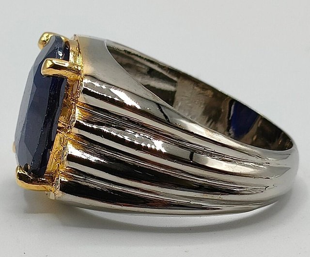 ナチュラル ロイヤル ディープ ブルー サファイア メンズ リング スターリング シルバー 925 ブルー サファイア - ショップ  gemsjewelrings リング・指輪 - Pinkoi