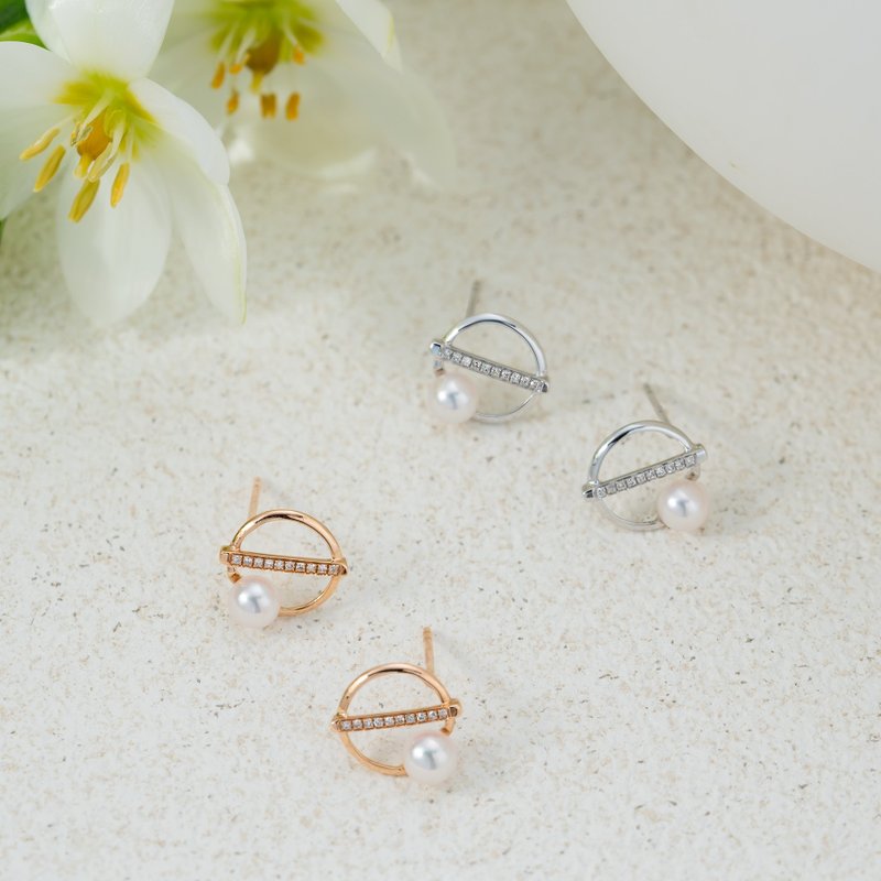 Akoya | Romantic Planet | 18K Gold | Diamond Earrings - ต่างหู - ไข่มุก 