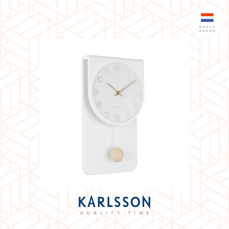 荷蘭Karlsson, Casa系列白色搖擺掛鐘Wall clock Casa pendulum - 時鐘/鬧鐘 - 木頭 白色