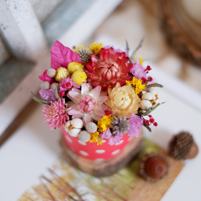Unfinished | Red Cake Flower Dry Flower Small Potted Flower Wedding Small Objects Gift Home Decoration Photography Props Office Small Objects Christmas Exchange Gift Spot - Items for Display - Plants & Flowers Pink