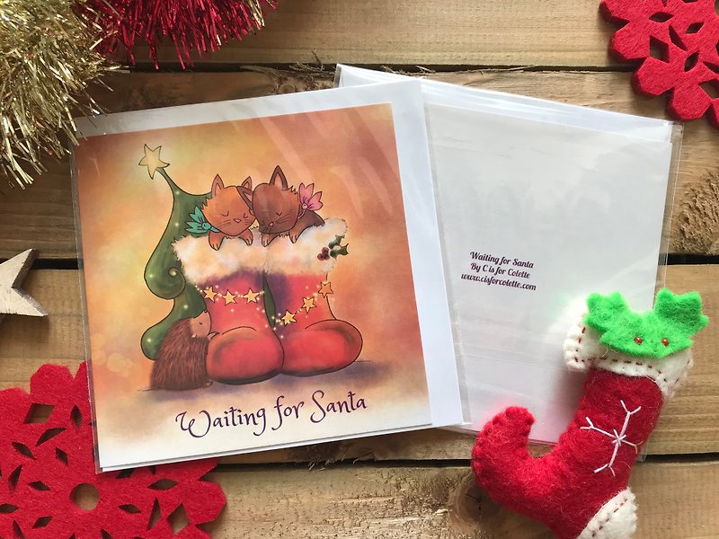 Waiting for Santa Greeting Card - การ์ด/โปสการ์ด - กระดาษ สีแดง