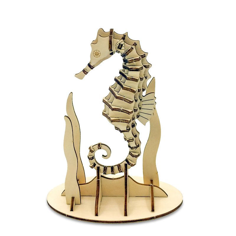Jigzle 3D three-dimensional wooden puzzle | animal series seahorse | super healing - Puzzles - Wood Brown
