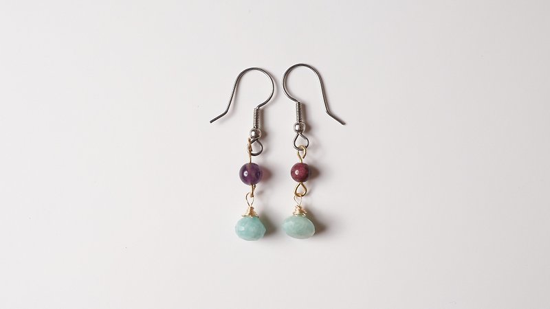 [Together] Handmade X natural stone earrings - ต่างหู - เครื่องเพชรพลอย หลากหลายสี