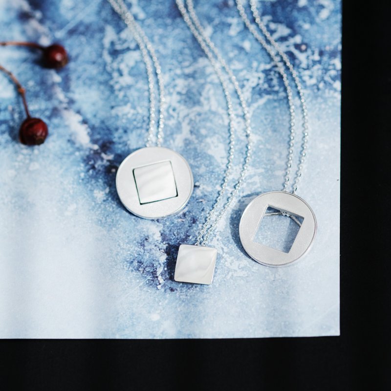 四角 切り抜き ペア ネックレス シルバー925 - 項鍊 - 其他金屬 銀色