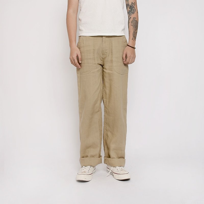 US Army Navy Pants - กางเกงขายาว - ผ้าฝ้าย/ผ้าลินิน สีกากี