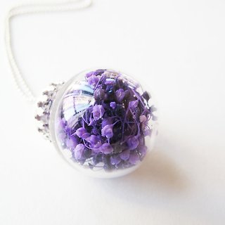 ＊Rosy Garden＊ double purple color baby's breath glass ball necklace