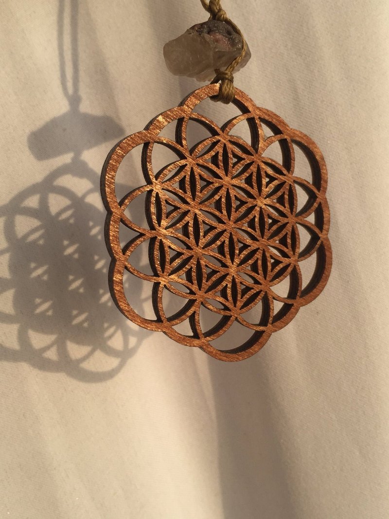 Wood Flower of life Goddess Pendant Necklace - Necklaces - Wood Brown