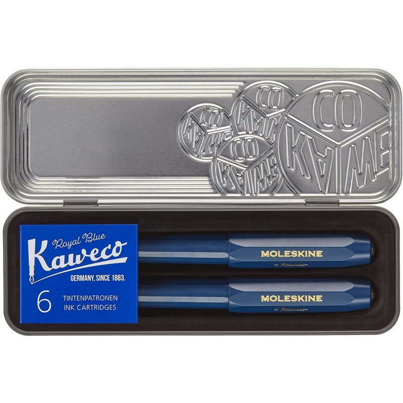 _勿上架_MOLESKINE x Kaweco 聯名鋼筆原子筆組 藍 (贈 6入卡水+) - 鋼筆 - 塑膠 藍色