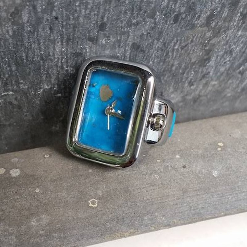 【Lost And Find】Natural gemstone Turquoise ring watch - General Rings - Gemstone Blue