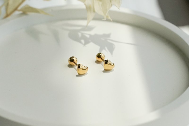 Bang Bang love earrings anti-allergic medical steel bead earrings can be worn for bathing - Earrings & Clip-ons - Stainless Steel Gold