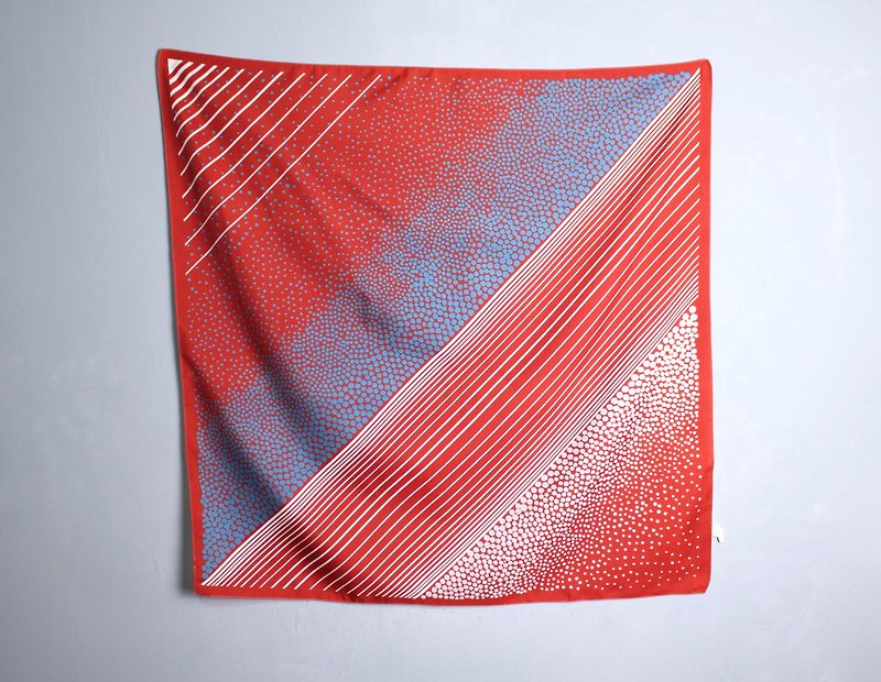 FOAK古著 義大利紅藍點點方巾 - 手帕 - 其他材質 
