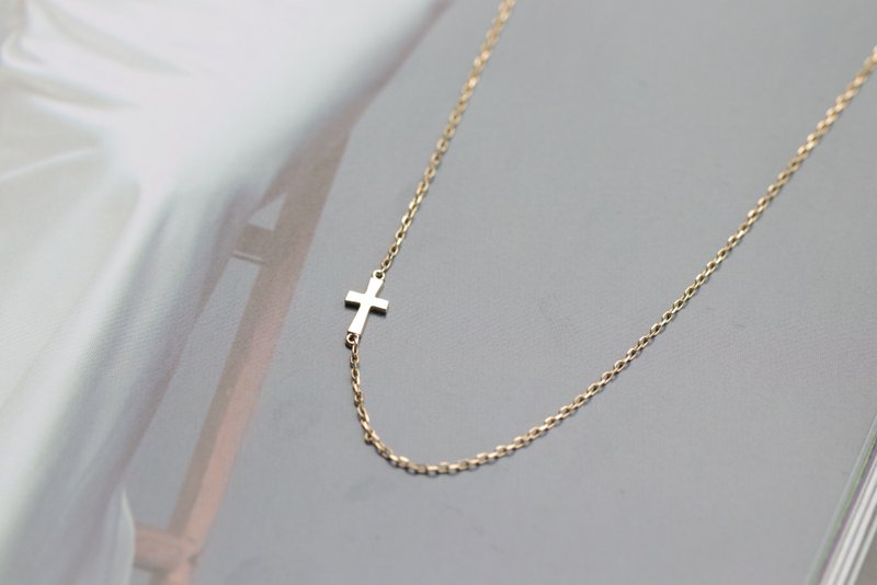 18K Cross Choker 十字架鎖骨鍊項鍊 - 項鍊 - 貴金屬 金色