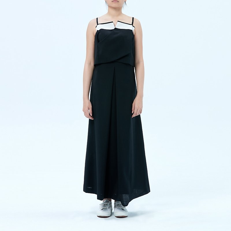 Black Cami Maxi Dress - ชุดเดรส - ผ้าฝ้าย/ผ้าลินิน สีดำ