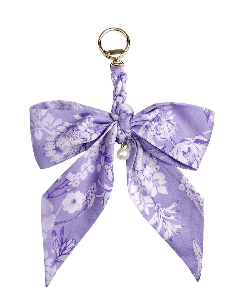[Poly Printing] Silk Scarf Strap Bow Knot Lock Small Charm RETRO Queen Purple - พวงกุญแจ - ไฟเบอร์อื่นๆ สีม่วง