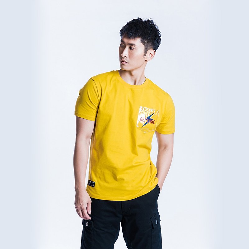透明感印花T恤, 黃色 - T 恤 - 棉．麻 黃色