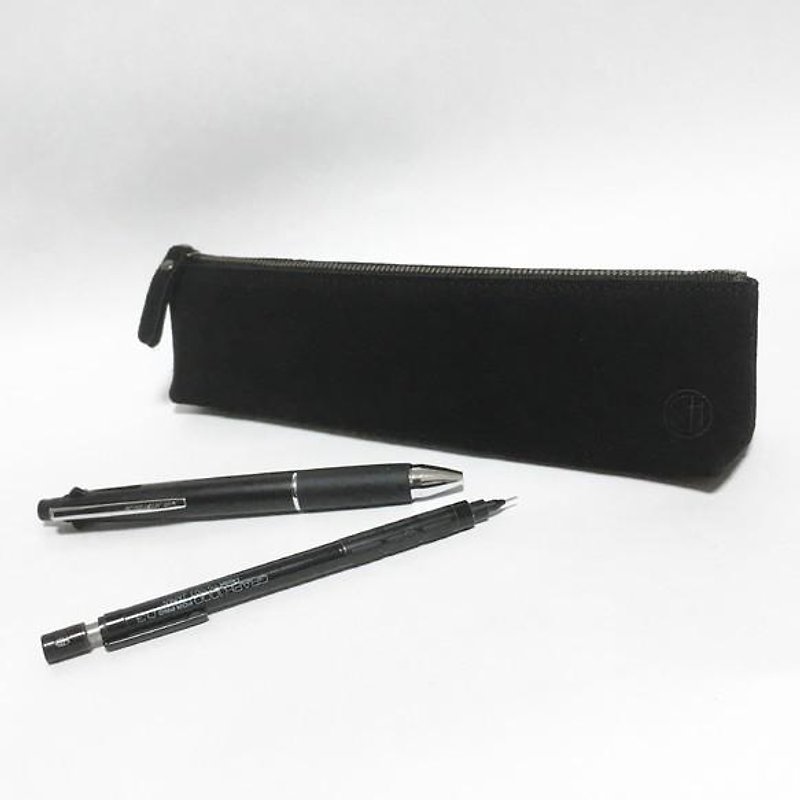 Cow suede pen case black - Pencil Cases - Genuine Leather Black