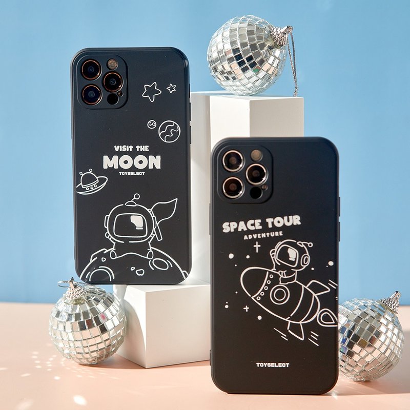 Space baby travel black and white series solid color Silicone iPhone case - เคส/ซองมือถือ - ซิลิคอน สีดำ