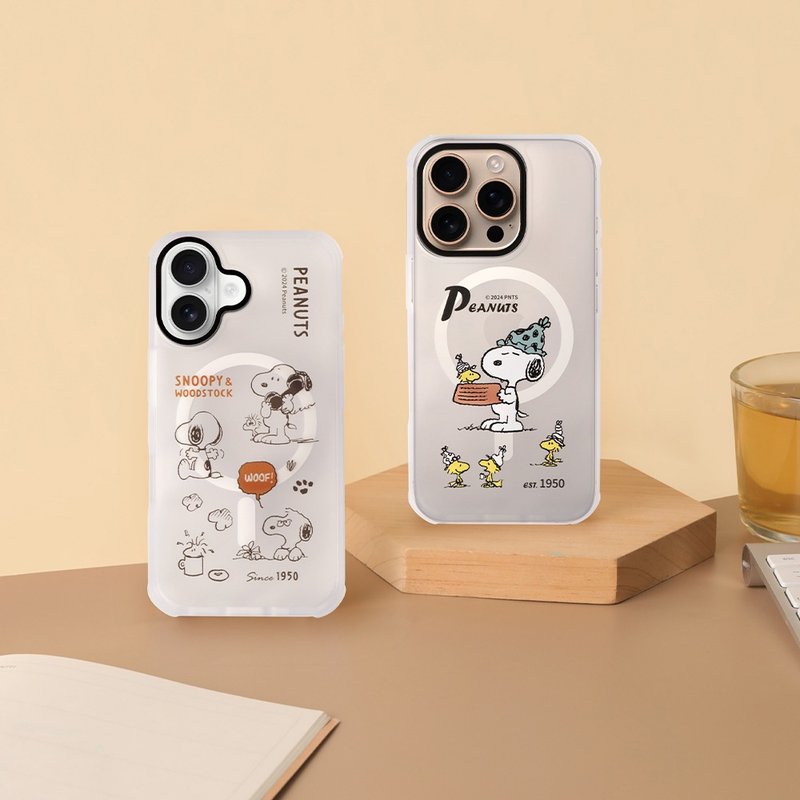 Peanuts史努比手機殼iPhone 16全系列防摔手機殼-超強磁吸透明殼 - 手機殼/手機套 - 其他材質 