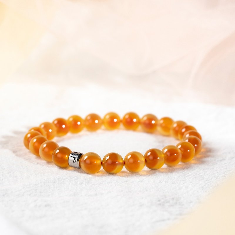 Orange Heart Agate | Natural Energy Bracelet | 8-8.5mm - สร้อยข้อมือ - คริสตัล สีส้ม