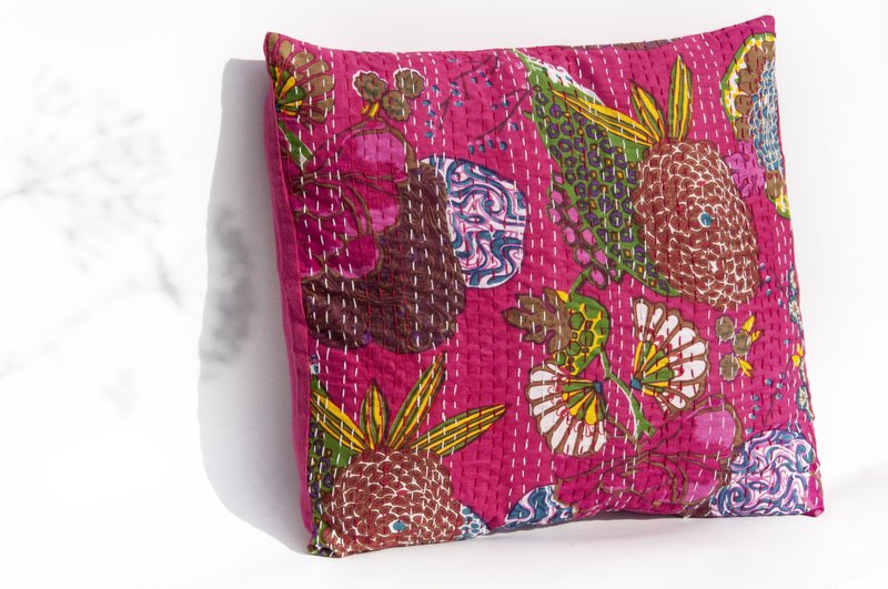 Flower Embroidered Hugging Pillowcase Pure Cotton Hugging Pillowcase Ethnic Style Hugging Pillowcase-Spanish Style Peach Flower Plant - Pillows & Cushions - Cotton & Hemp Multicolor