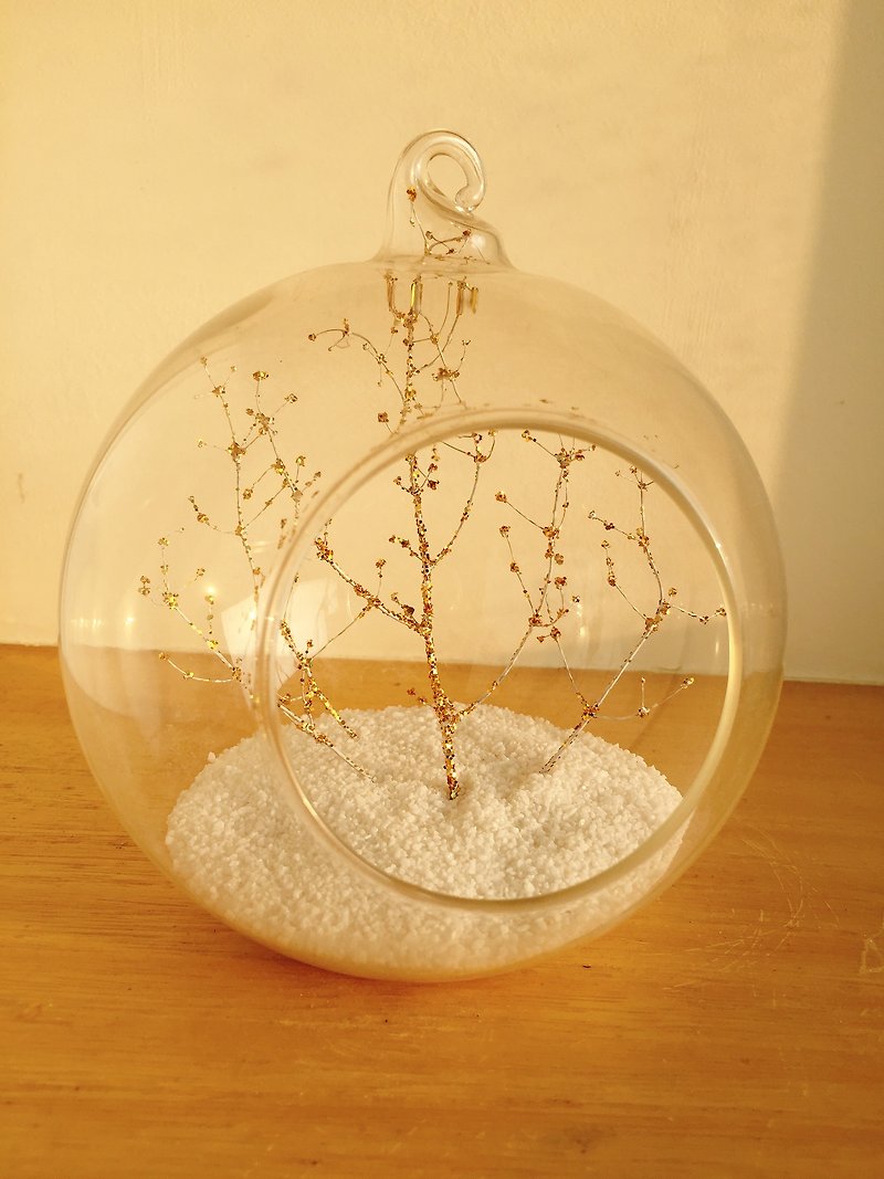 Pure Nature DIY Platinum Time Withered Glass Ball Potted Plant Gift - จัดดอกไม้/ต้นไม้ - แก้ว สีทอง