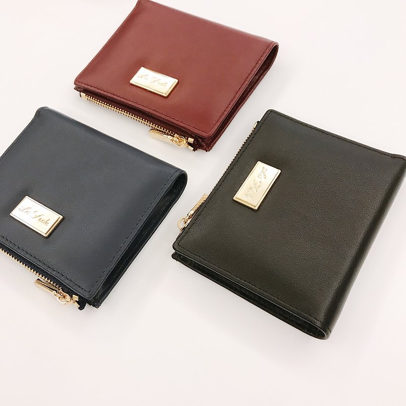 [Mother's Day Gift Box] Calfskin Buckle Short Clip*2 (Optional Color) RFID Anti-theft - Wallets - Genuine Leather Multicolor
