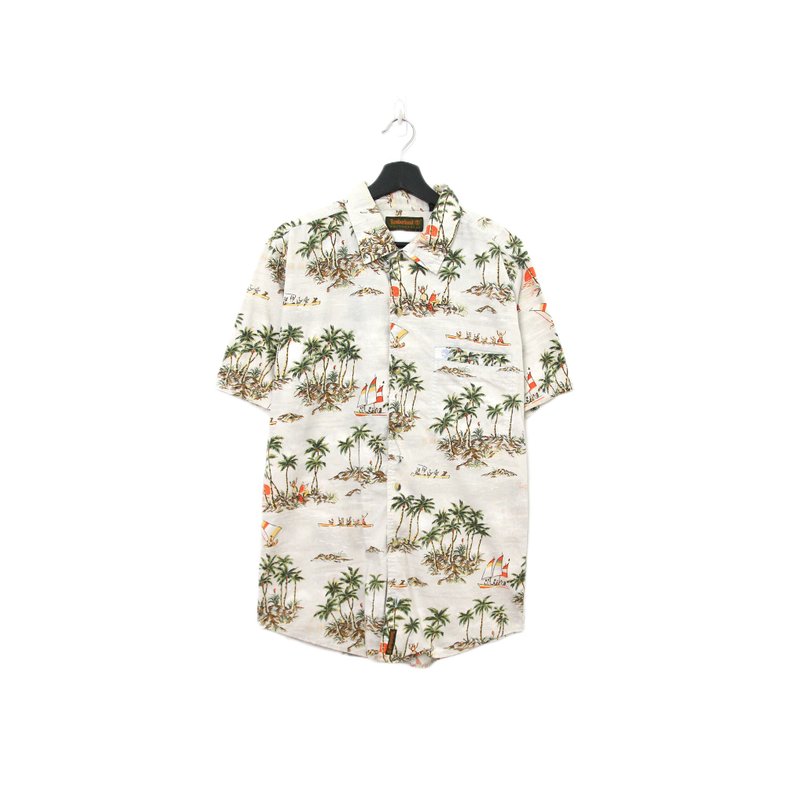 Back to Green-短袖花襯衫 Timberland海灘 ss-52//vintage shirt - 男襯衫/休閒襯衫 - 棉．麻 