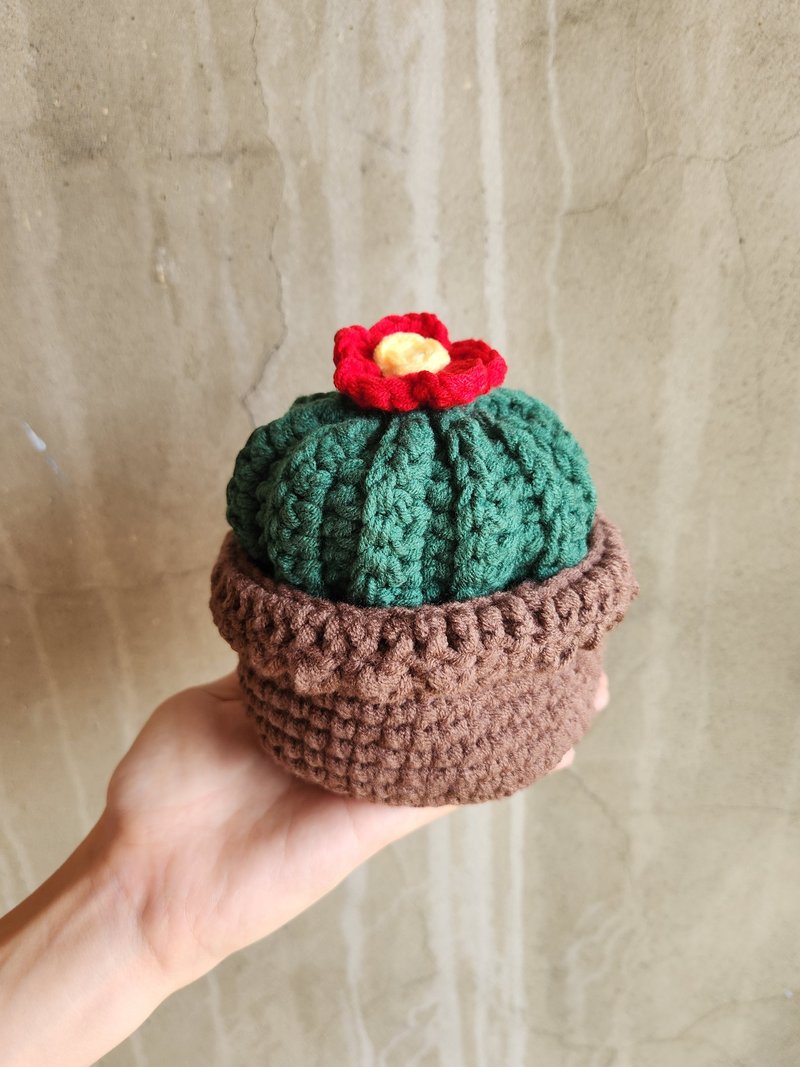 Cactus storage box handmade finished crochet gift storage box - Items for Display - Cotton & Hemp Brown