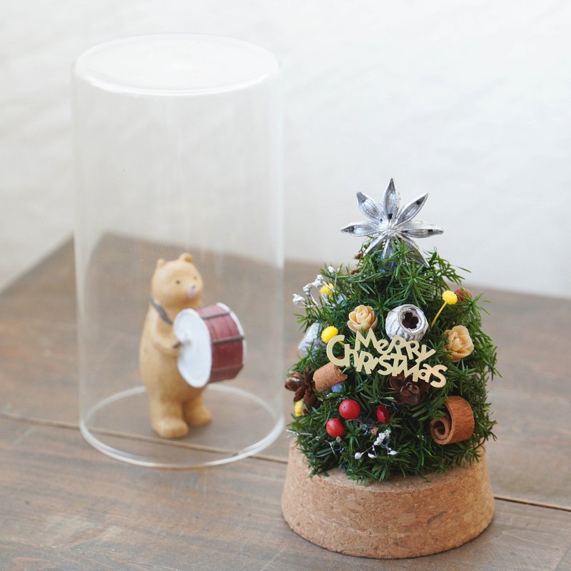 【Christmas Souvenirs】Eternal Life Mini Christmas Tree Glass Stand - Dried Flowers & Bouquets - Plants & Flowers 