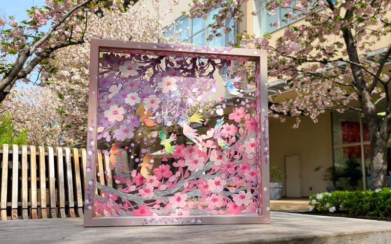 【桜散歩32cm】原画一点のみ　透明アート　影絵　インテリア　蝶々　かわいい　子供部屋 - 壁貼/牆壁裝飾 - 壓克力 灰色