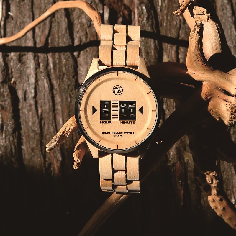 滾輪機芯款木錶 - 男裝錶/中性錶 - 木頭 咖啡色