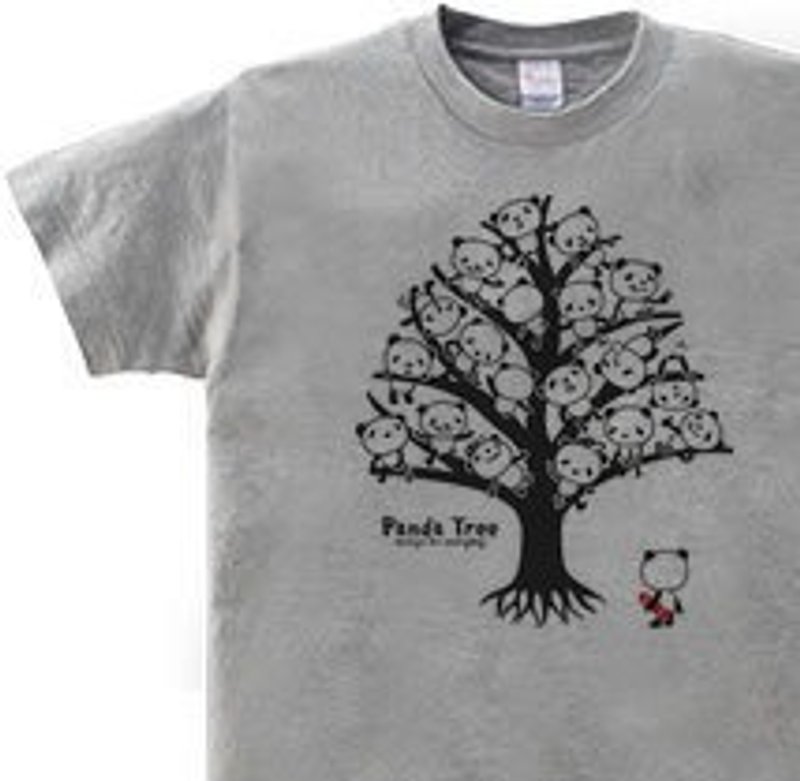 Panda Tree Single-sided WM-WL•S-XL T-shirt [Made to order] - Unisex Hoodies & T-Shirts - Cotton & Hemp Gray