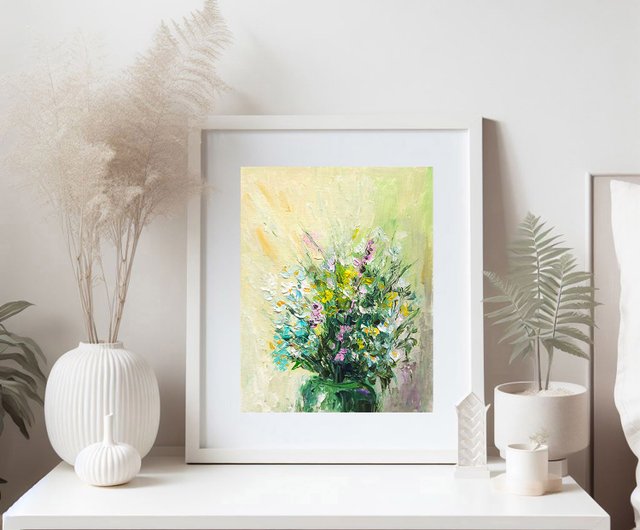 ハーブブーケオリジナル油絵フラワーアート花厚塗りアートワーク