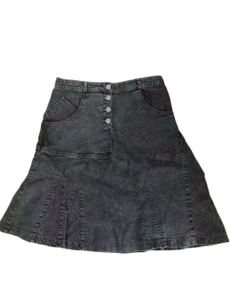 Christian draped denim skirt - กระโปรง - วัสดุอื่นๆ สีเทา