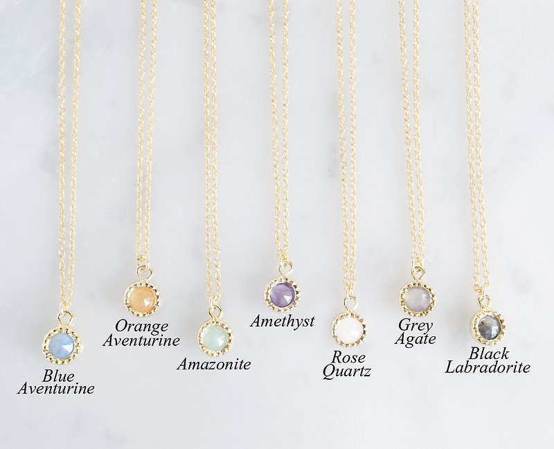 【14KGF】Necklace, -Tiny Gemstone- - สร้อยคอ - เครื่องเพชรพลอย สีทอง