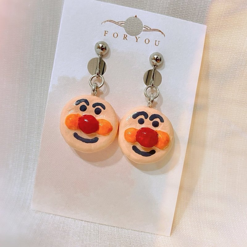 Anpanman earrings (made from clay) - Earrings & Clip-ons - Clay 