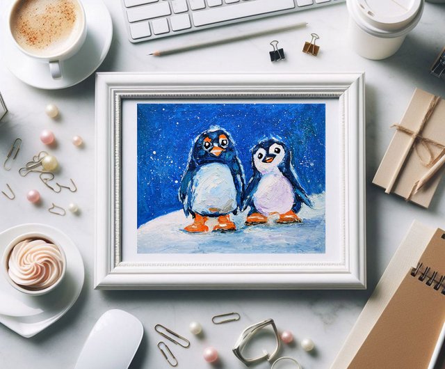 チョコバナナ様専用】油絵 原画 動物 ペンギン アート