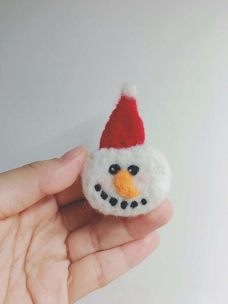 聖誕節-雪人-別針 - 胸針 - 羊毛 紅色