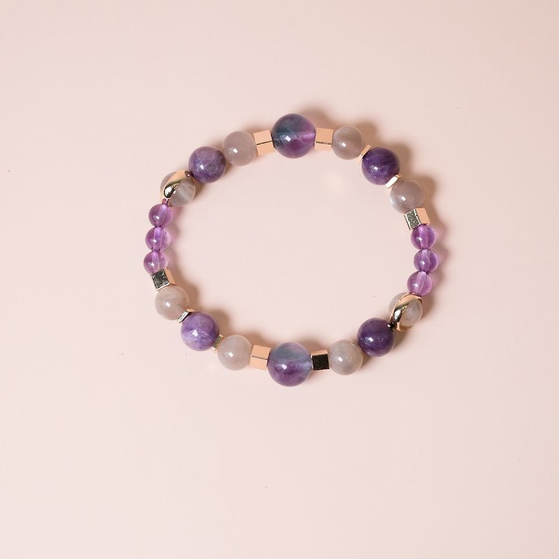 Natural gemstone crystal Bracelet Charoite Beads Amethyst Fluorite Gray Moonston - Bracelets - Crystal Multicolor