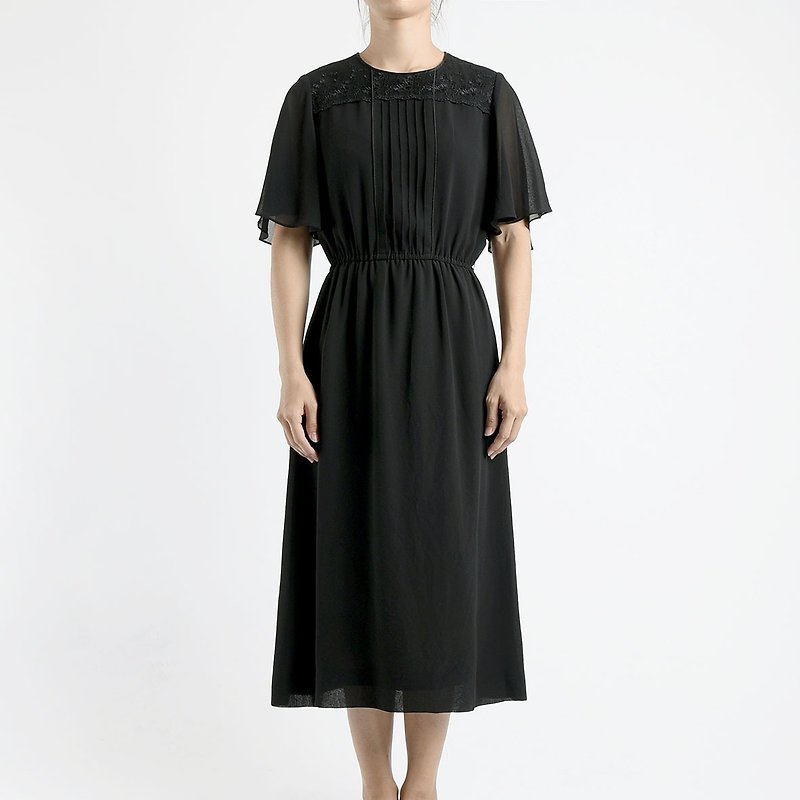 古著洋裝 / 日本洋裝 / Vintage Dress - 連身裙 - 其他材質 黑色