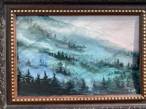 御嶽山.水彩画 額装済み 御嶽山.水彩画 額装済み