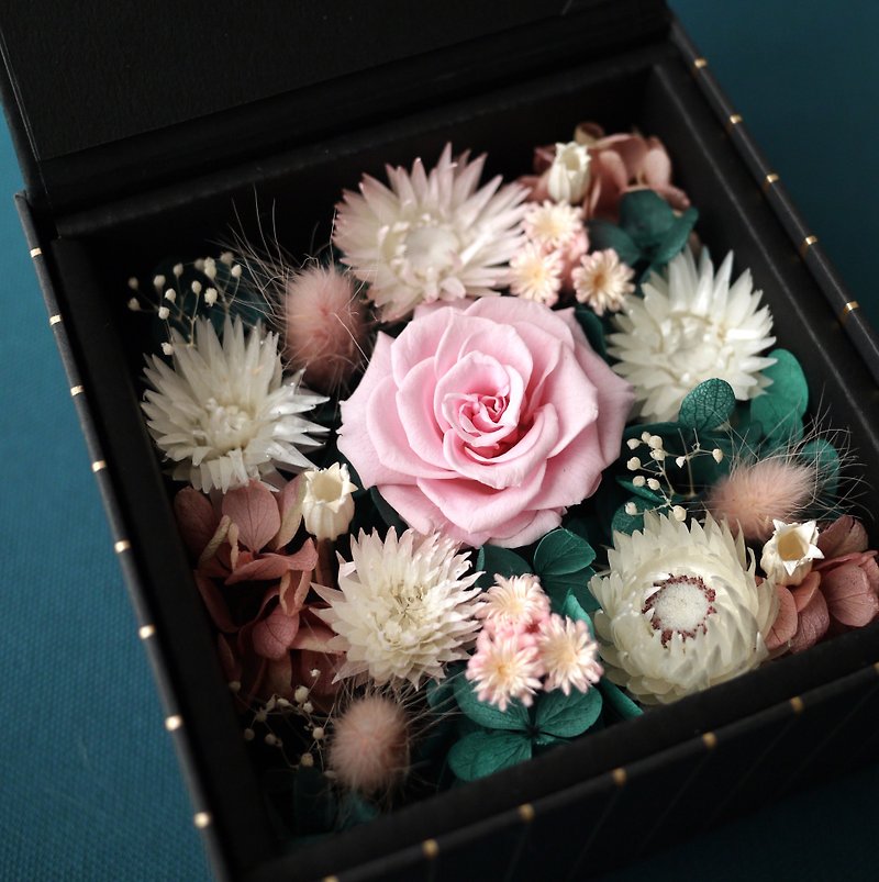 璀璨花礼盒-L（結婚恋人の誕生日結婚祝い）は上のテキストを書くことができます - ドライフラワー・ブーケ - 寄せ植え・花 ピンク