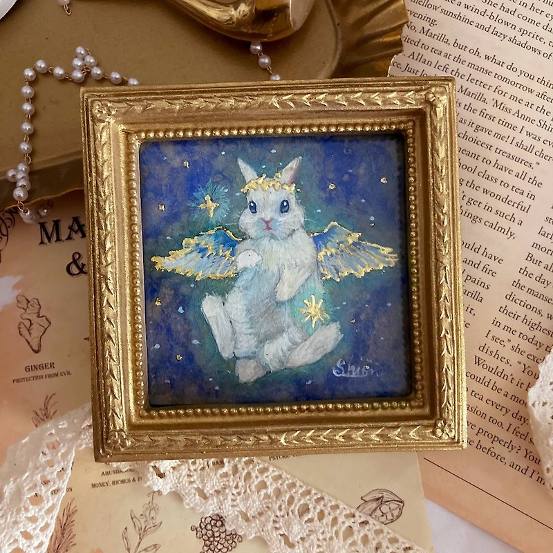 Rabbit Angel - Starry Sky Dance / Rabbit Stars Star Body Painting Antique Style Antique Interior Decoration - โปสเตอร์ - กระดาษ สีน้ำเงิน