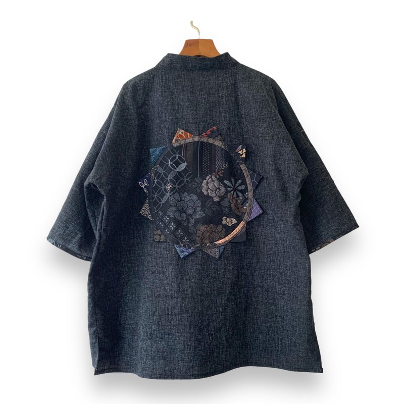 Kimono Style Outer With Three Quarter Sleeves - Cotton - 男夾克/外套 - 棉．麻 