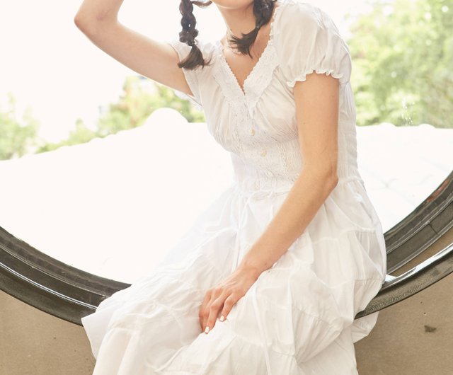 long white cotton dress beach wedding